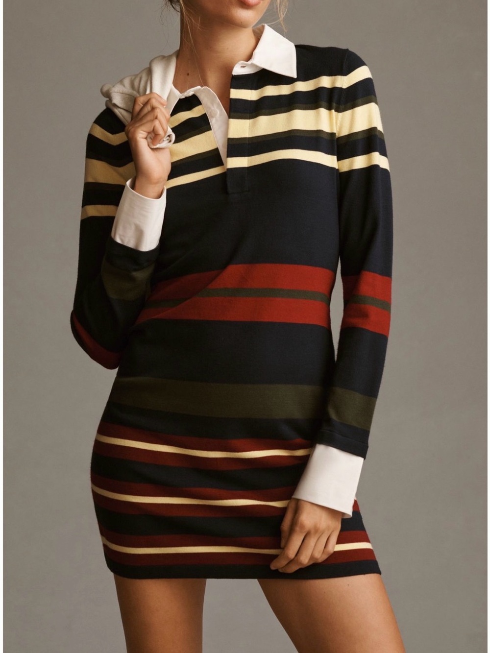 Anthropologie Mare Mare Varsity Striped Rugby Polo Shirt Dress